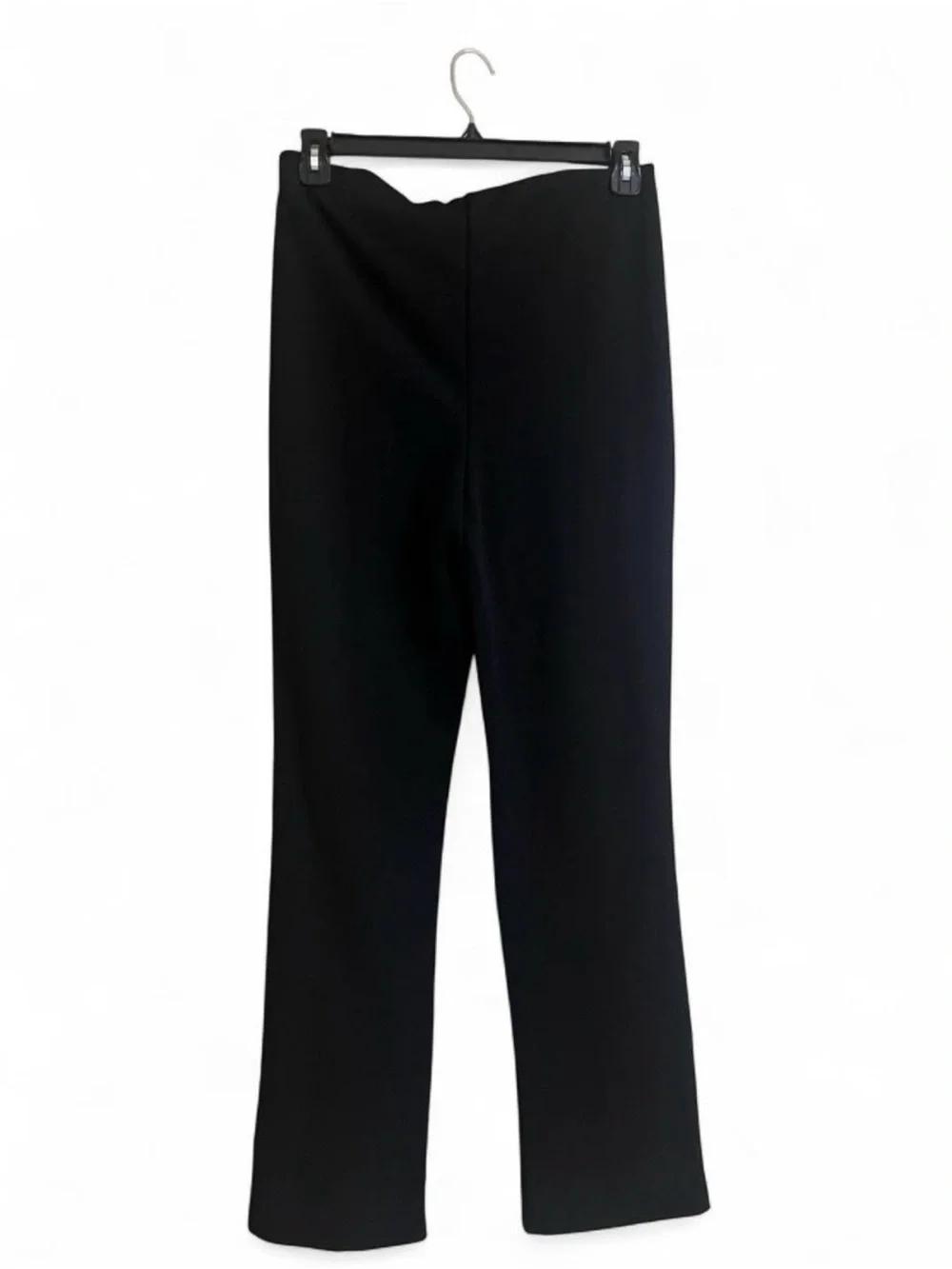 H&M Pants Sz L Stretchy Black Front-Slit Pull On Creased Leg Leggings Feminine